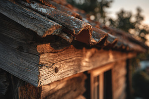 Rustic wooden house at sunset, a Photo by Beautiful things