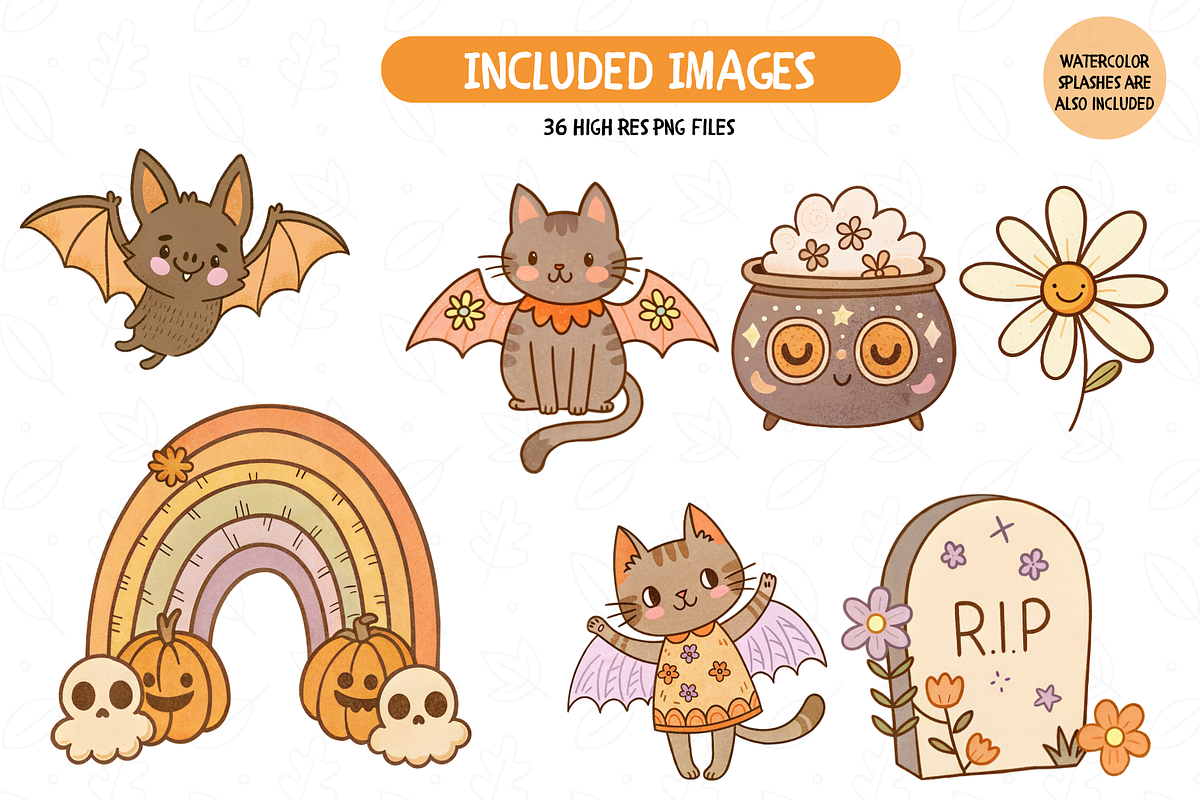 Groovy Halloween Clipart, an Illustration by TatiMockup (Photo 4 of 6)