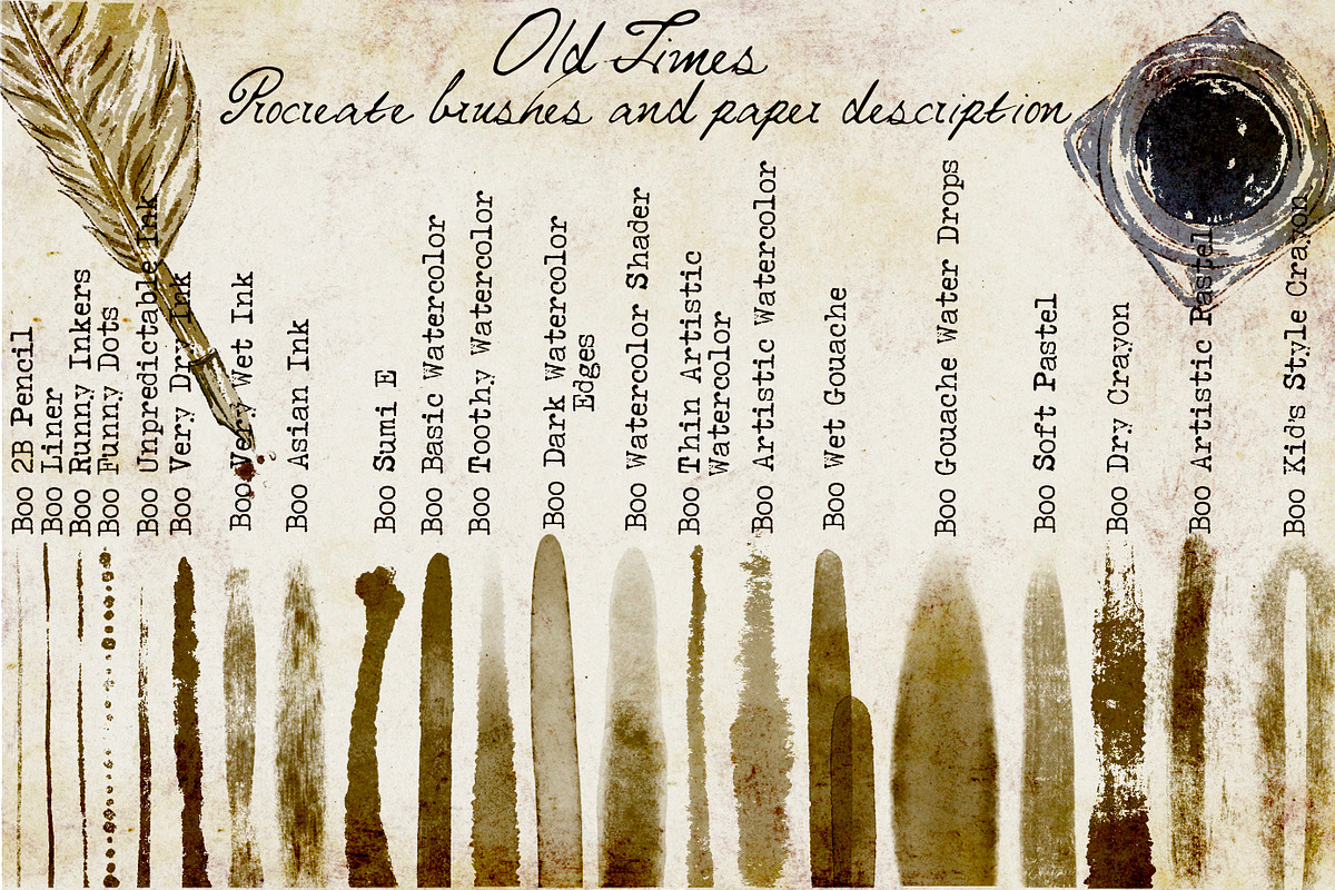 Old Times- Procreate Vintage Brushes, a Brush Add-On by BooStudio (Photo 3 of 10)