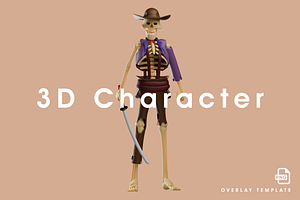 Charismatic Skull Cowboy 3D Cartoon