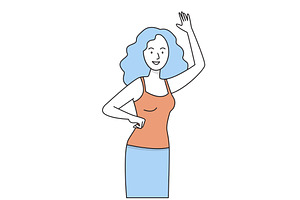 Woman waving hand flat vector, a Person Illustration by art PVP - market