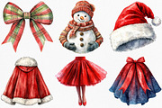 Watercolor Christmas Clothes Clipart, an Illustration by Canvas Craft (Thumbnail 2 of 8)