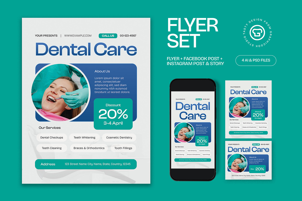 Dental Care Flyer, a Flyer Template by graphicook (Photo 1 of 3)