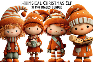 Whimsical Christmas Elf Clipart, an Illustration by Craft Nest