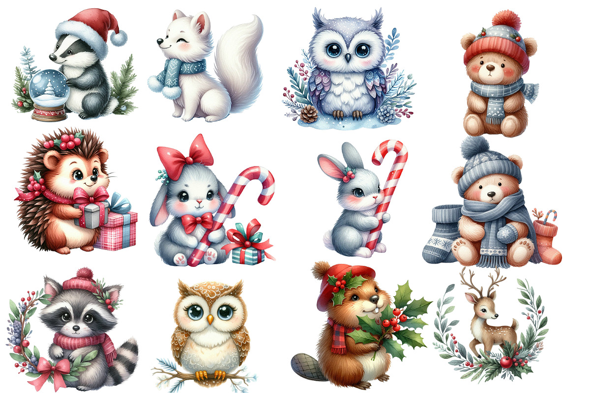 Christmas animals Sublimation Clipar, an Illustration by Designworld (Photo 3 of 4)