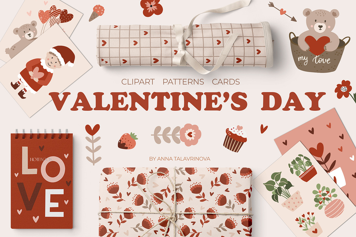 Valentines Day clipart & pattern, an Object Graphic by Cozy pattern shop (Photo 1 of 7)