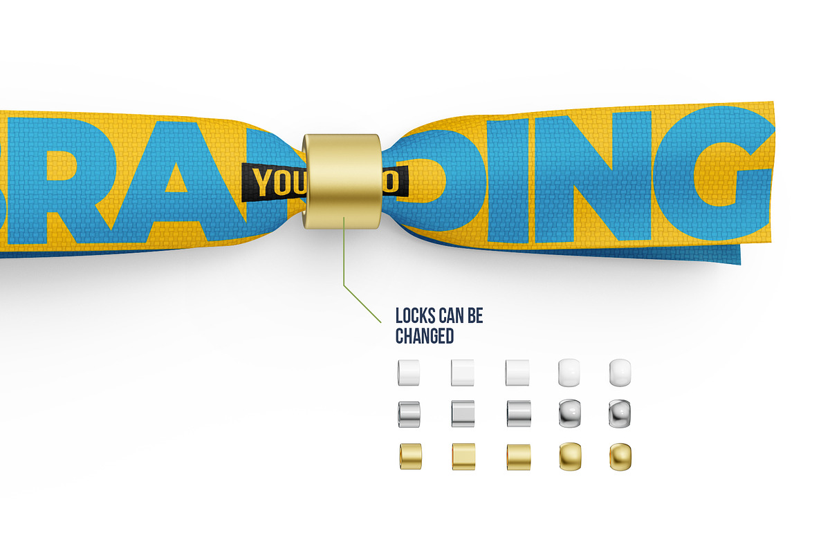 Fabric Wristband Mockup 350x15mm, an Apparel Mockup by easymock (Photo 3 of 8)