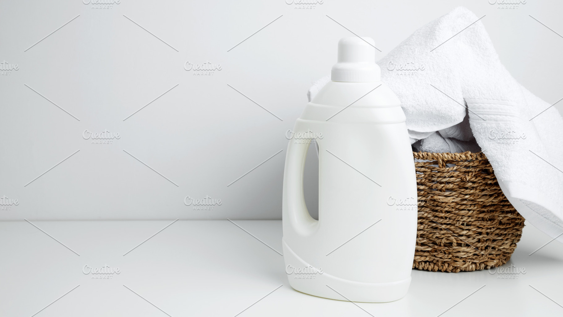Household cleaning and hygiene concept packaging. Laundry detergent branding mo, a Photo by matucha