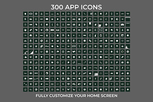 300 Dark Green Minimal IOS Icon Pack