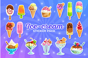 Cartoon ice cream stickers, a Food Illustration by Vector Tradition