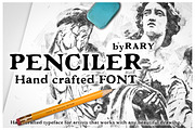 Penciler | Hand drawn font, a Serif Font by RARY (Thumbnail 1 of 9)