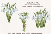 Snowdrops Hand Drawn Clipart, a Seasonal Illustration by BarvArt (Thumbnail 4 of 5)