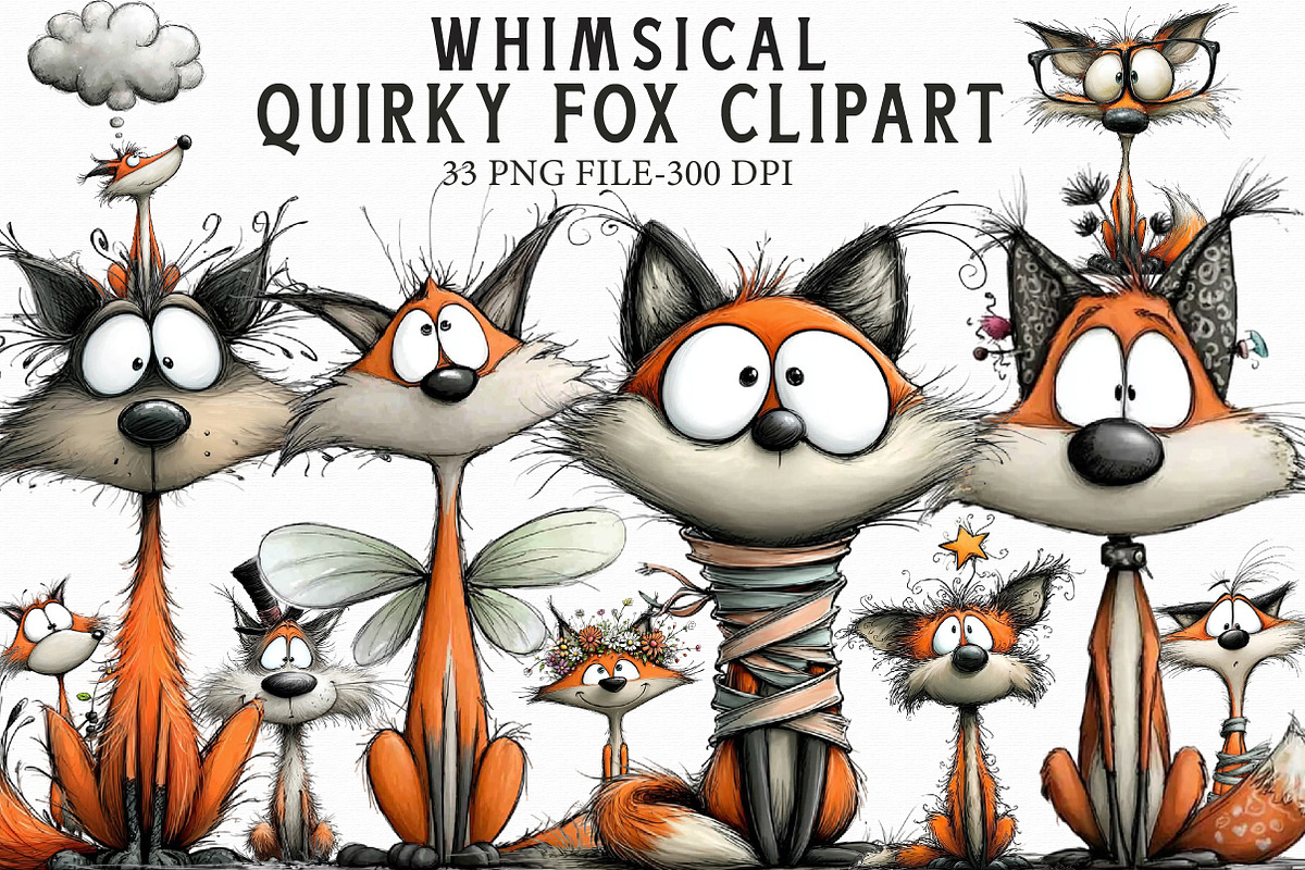 Whimsical Quirky Fox Clipart, an Illustration by Libby Wishes (Photo 1 of 6)
