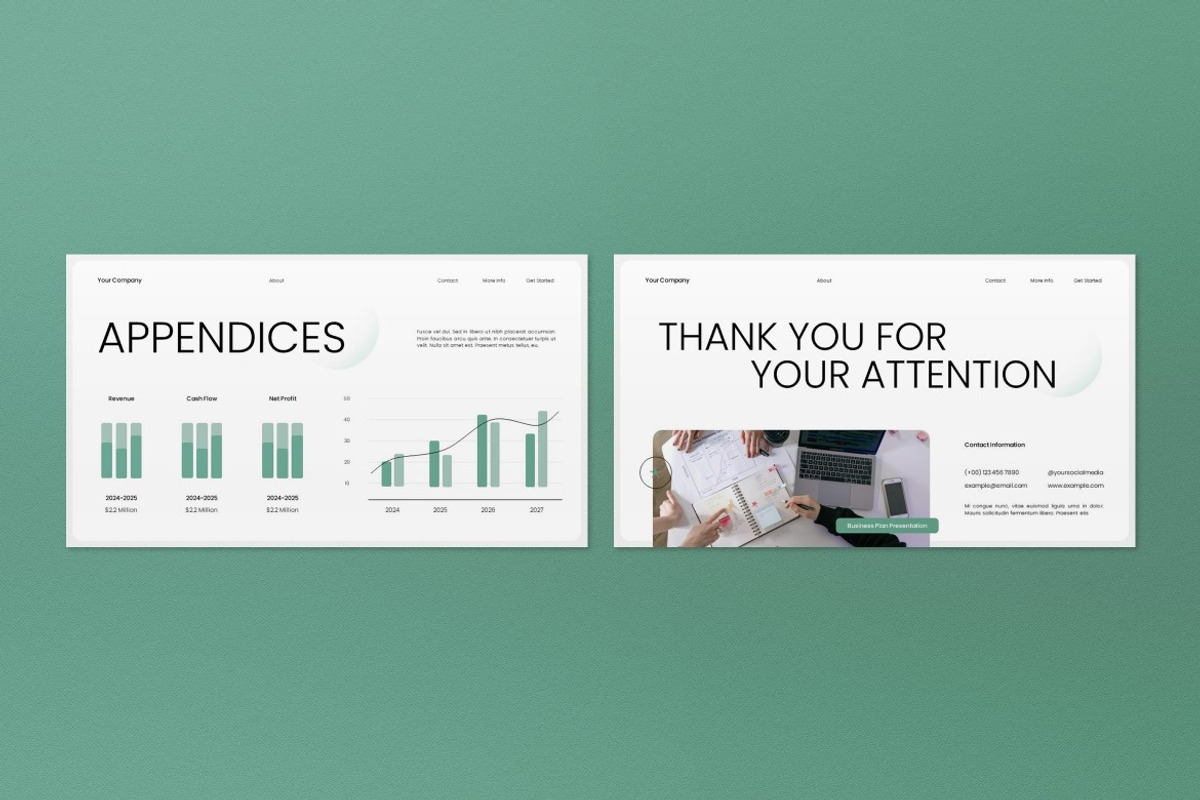 White Green Business Plan PPT, a Presentation Template by graphicook (Photo 7 of 8)