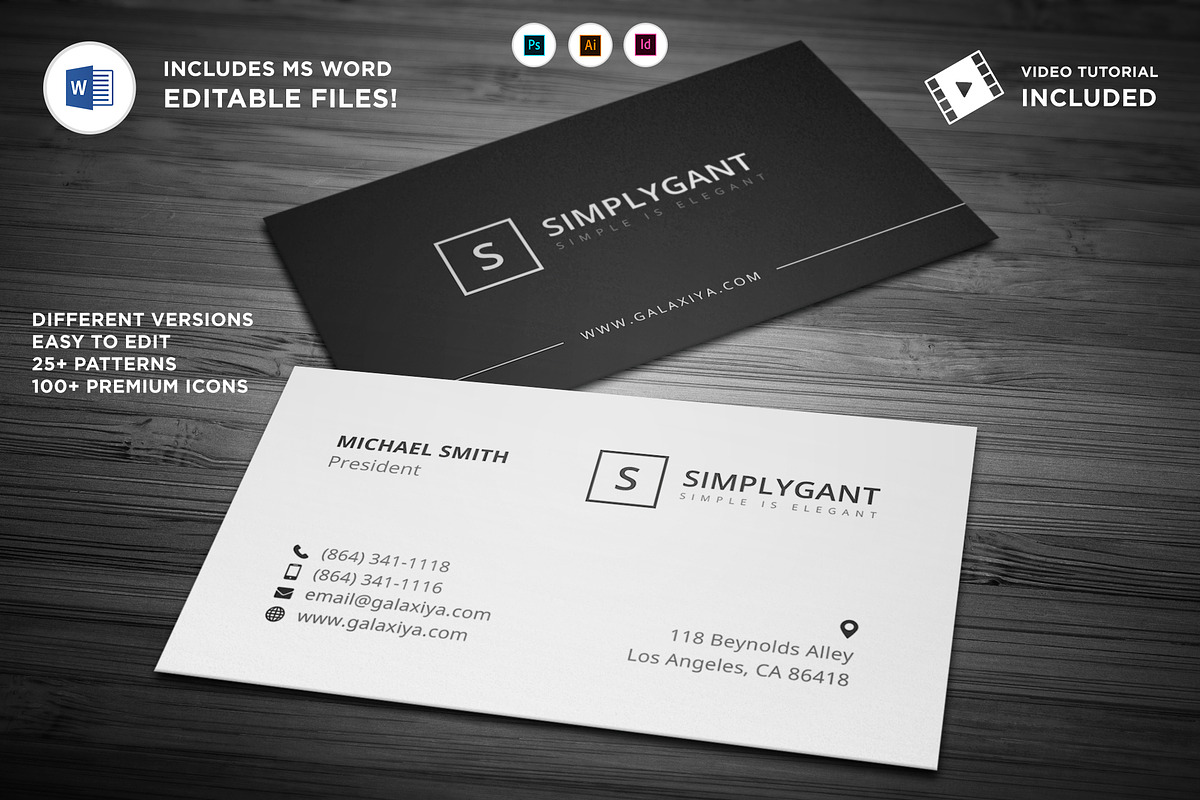 Simple Professional Business Cards, a Stationery Template by Galaxiya (Photo 1 of 13)