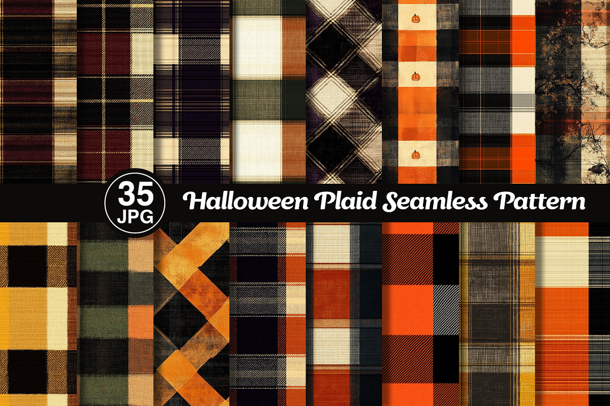 Halloween Plaid Seamless Pattern, a Pattern Graphic by Dream Creation (Photo 1 of 7)