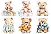 Watercolor Beige Teddy Bear Nursery, an Illustration by CitraGraphics (Thumbnail 4 of 5)