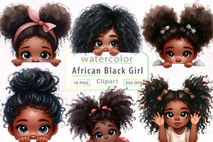 Peekaboo African Black Girl Clipart