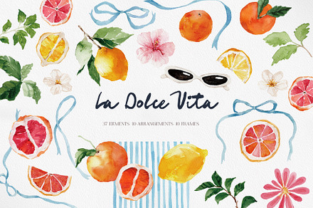 Watercolor Clipart - LA DOLCE VITA, a Decorative Illustration by Beigetime