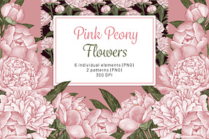 Peony Clipart Pink Floral Pattern
