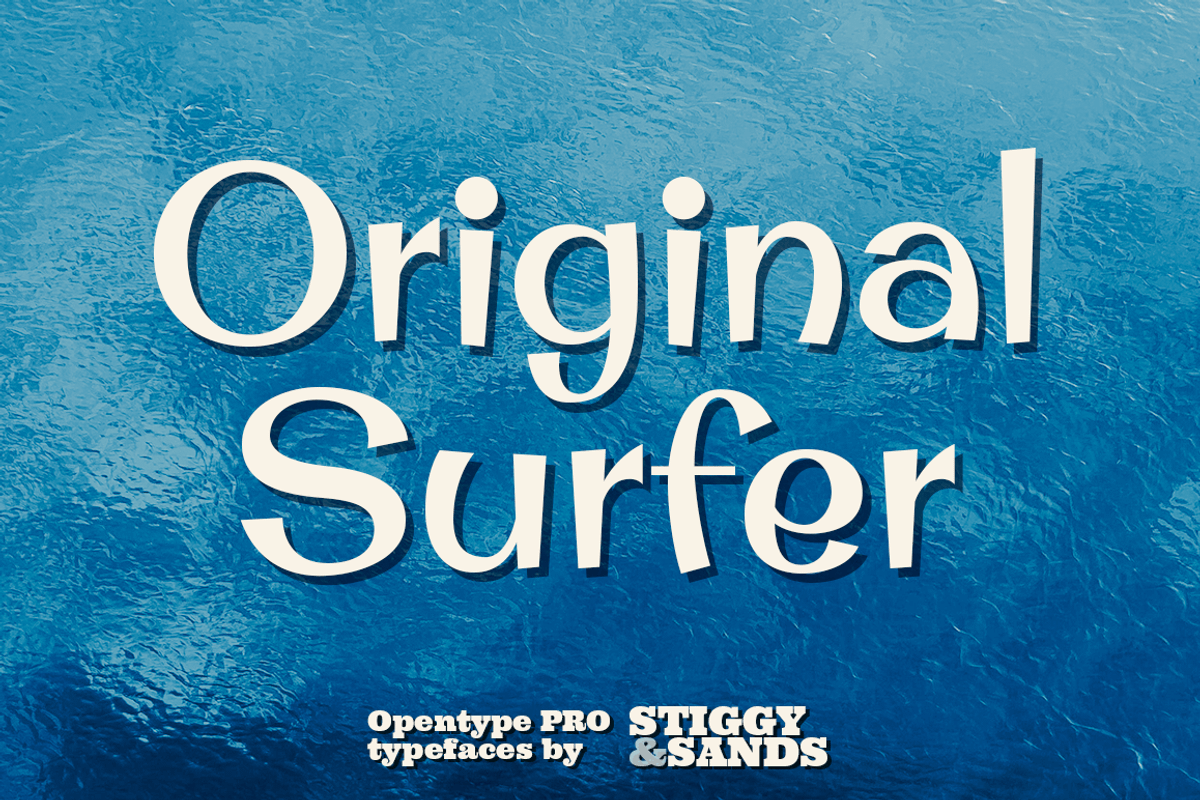 Original Surfer Pro, a Sans Serif Font by Stiggy & Sands (Photo 1 of 5)