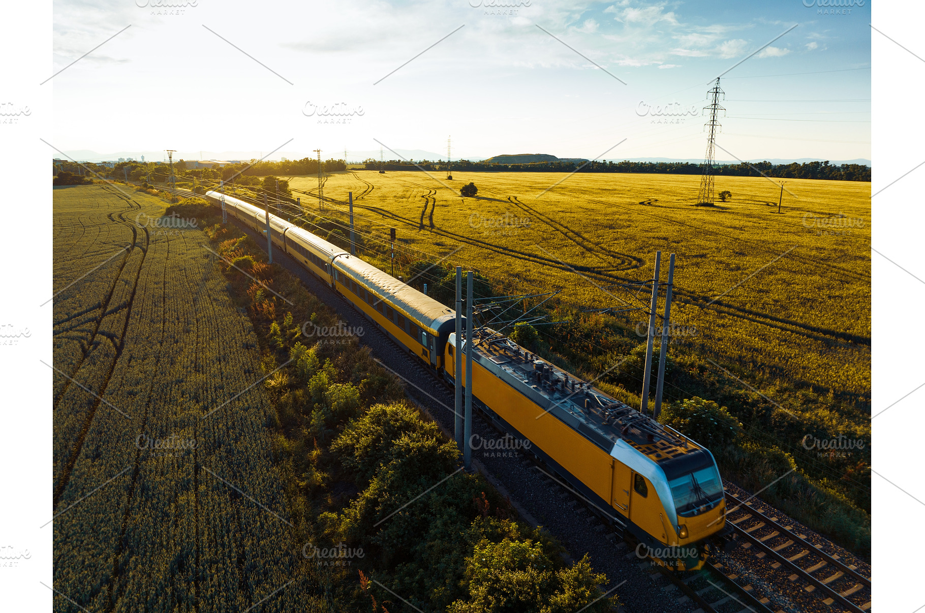 Aerial view of train in the middle, a Transportation Photo by HalfPoint