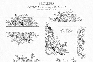 Wildflowers Line Art