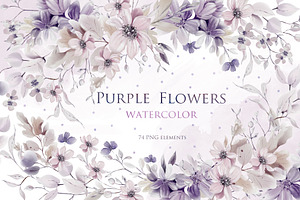 Watercolor Purple Flowers