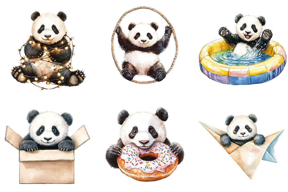 Playful Panda Clipart Bundle, an Illustration by Pixels.Craft (Photo 3 of 8)