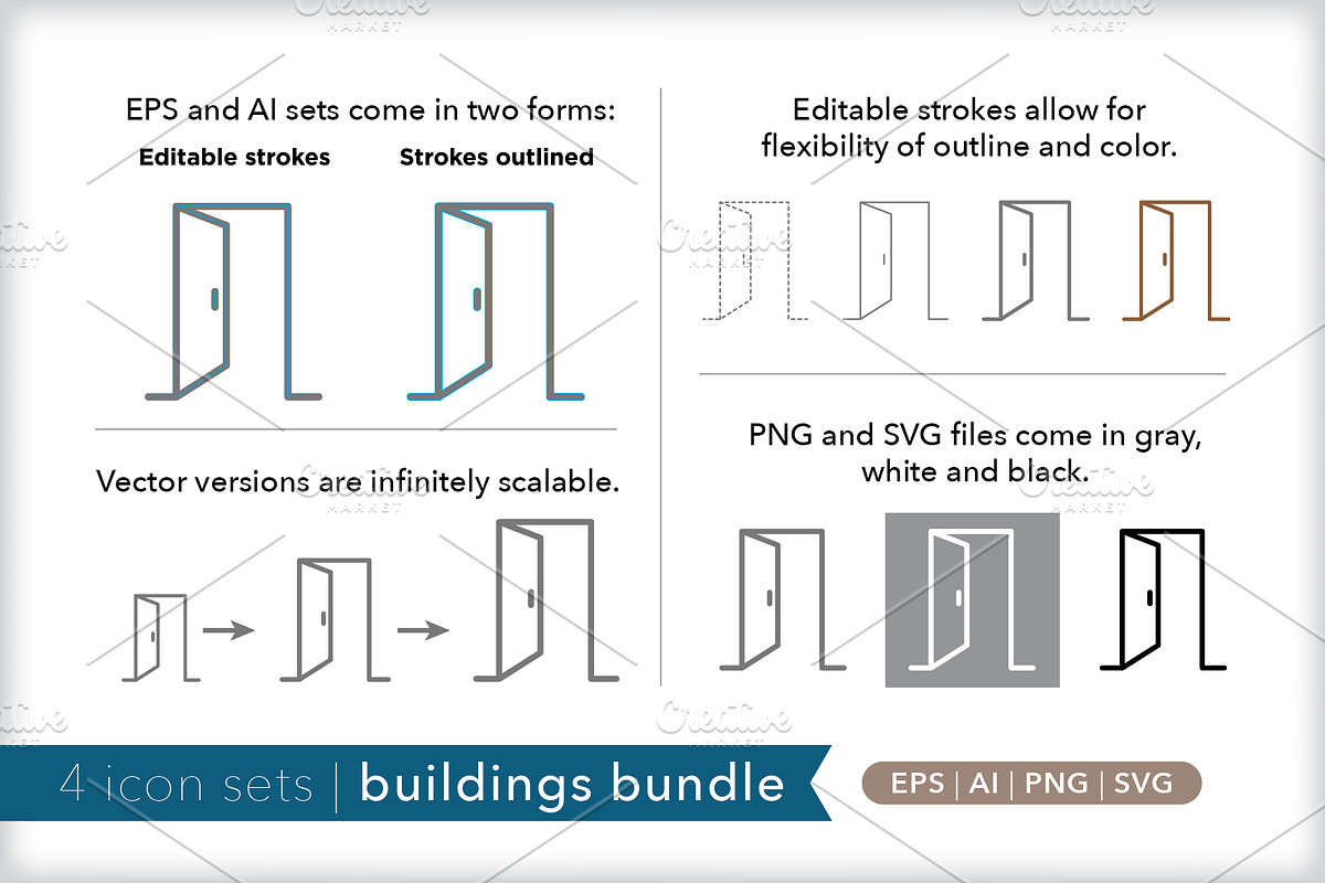 Buildings 4-pack icon bundle, an Outline Icon by Picture Window (Photo 2 of 6)