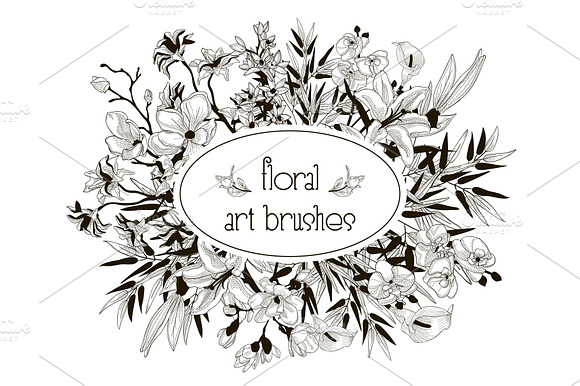 Vector Floral Flexible Art Brushes Collection preview 3