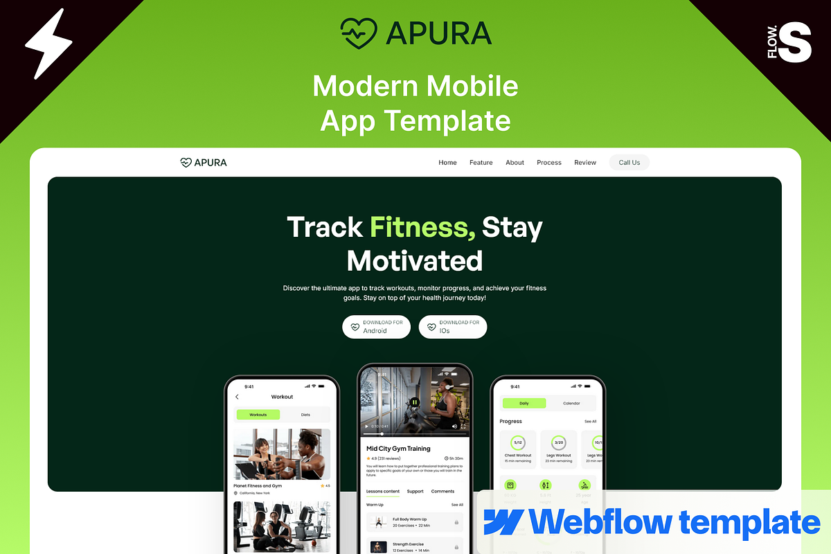 Apura: Mobile App Webflow Template, a Landing Page Template by Flow Samurai Templates (Photo 6 of 6)