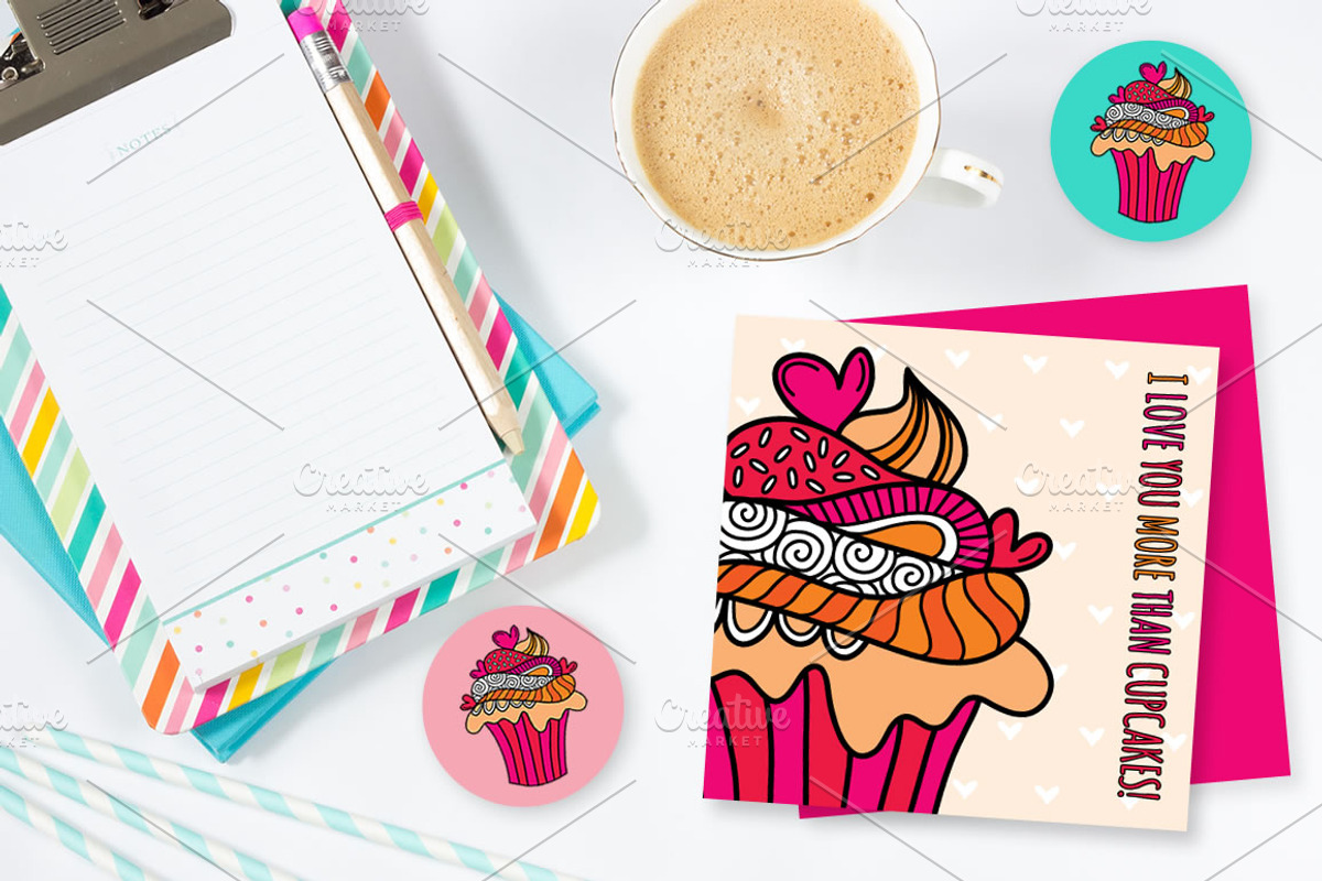 Doodle Cupcake Collection, an Illustration by Tazi Design (Photo 5 of 5)