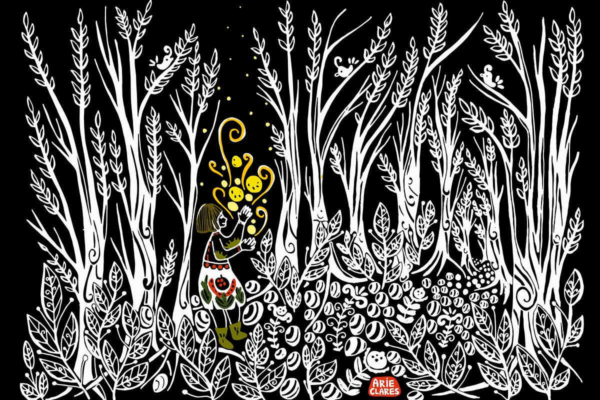 A Girl in A Forest Folk Art, an Illustration by Arie Clares (Photo 5 of 7)