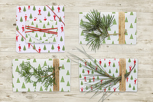 5 isolated Christmas boxes mockups