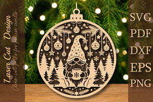 Christmas Gnome Ornament SVG, a Work Illustration by Digital Artistic99