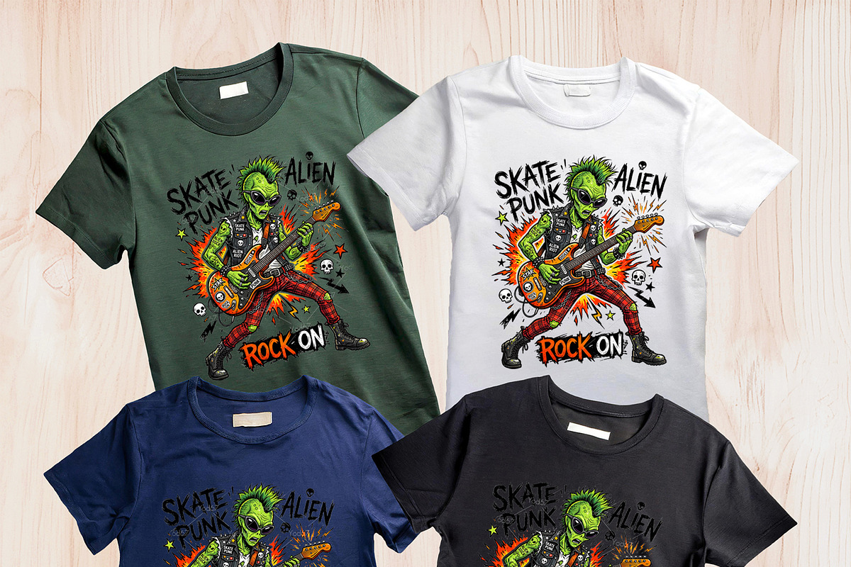 Alien playing an electric guitar., a Decorative Illustration by yod67 (Photo 3 of 6)