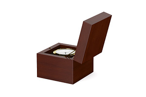 Golden Watch In Wooden Box