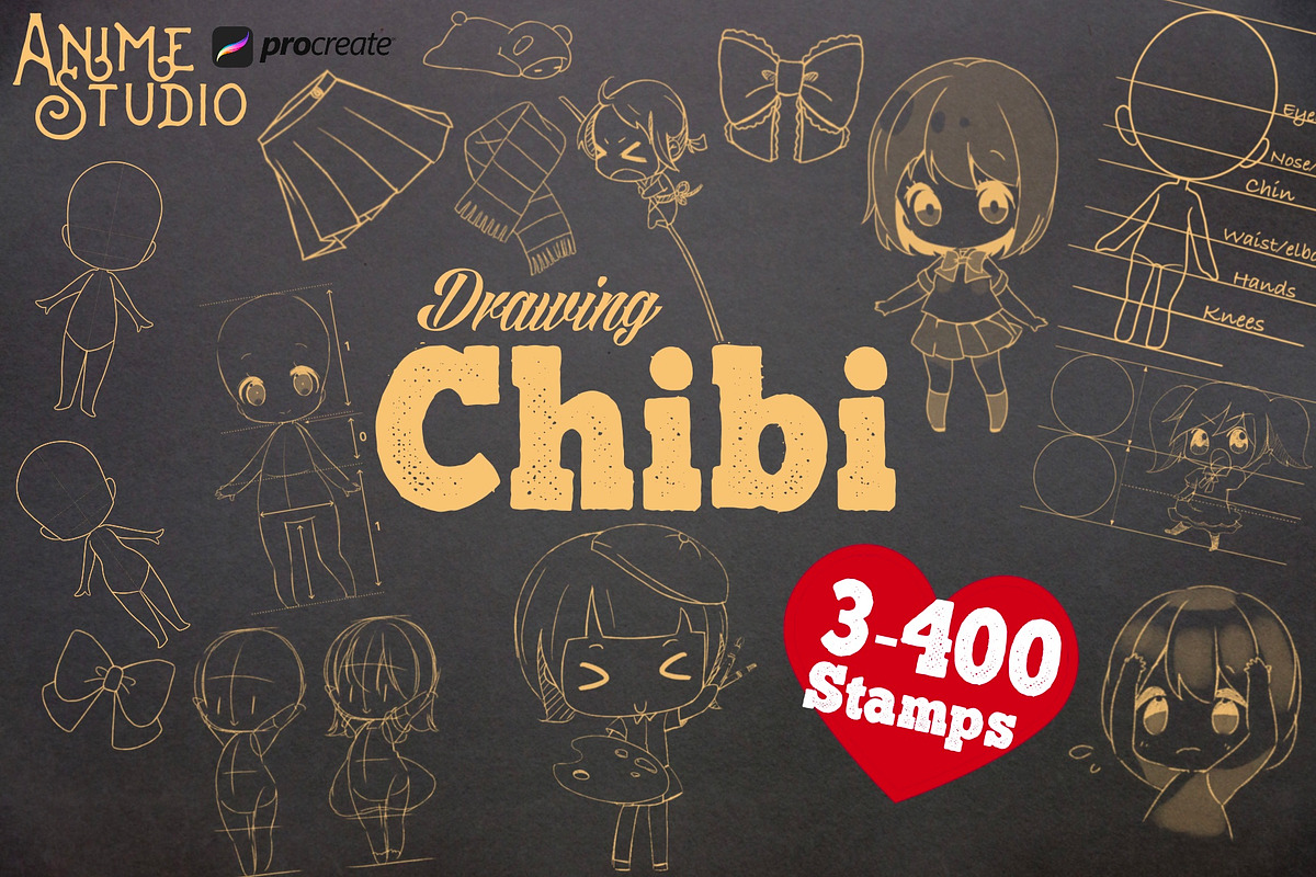 Anime studio Drawing chibi XL, a Brush Add-On by Studio.Valhalla