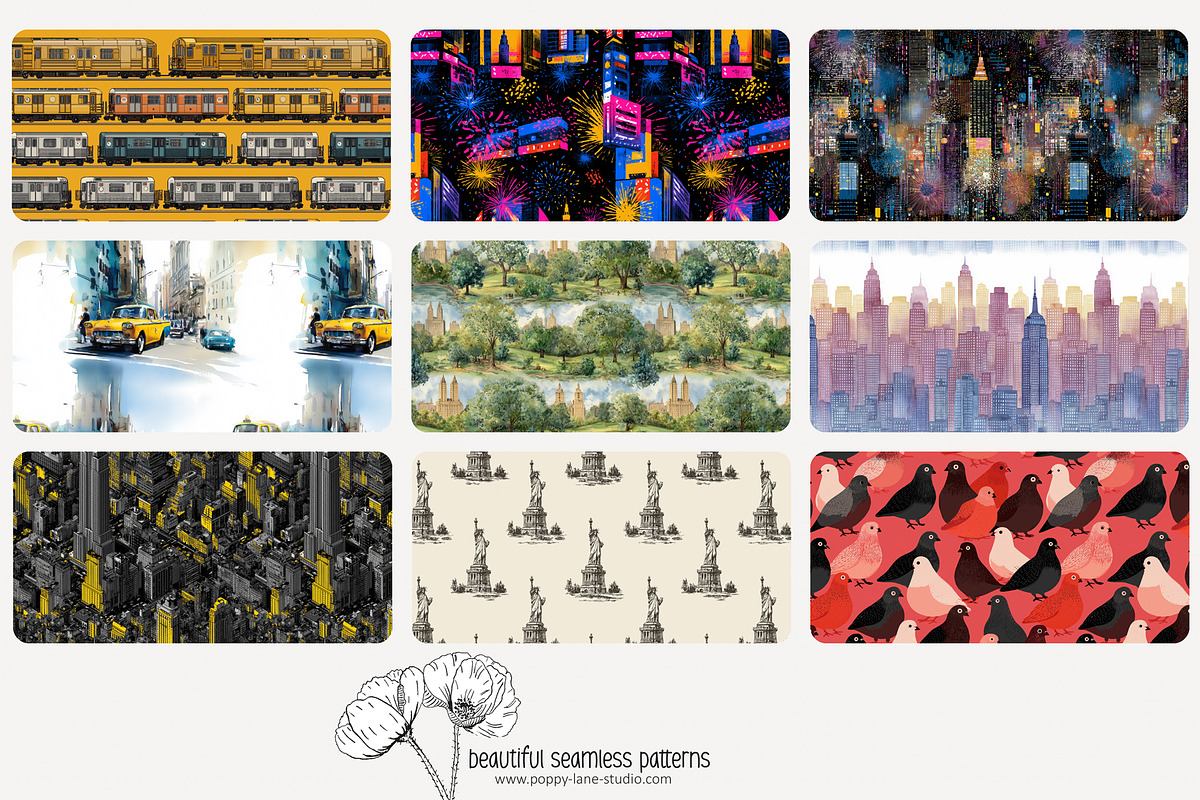 70 New York City seamless pattern, a Pattern Graphic by Poppy Lane Studio (Photo 2 of 10)
