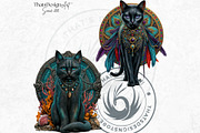 Black Cat Familiars clipart Set, an Animal Illustration by ThatsDesignArt (Thumbnail 8 of 10)