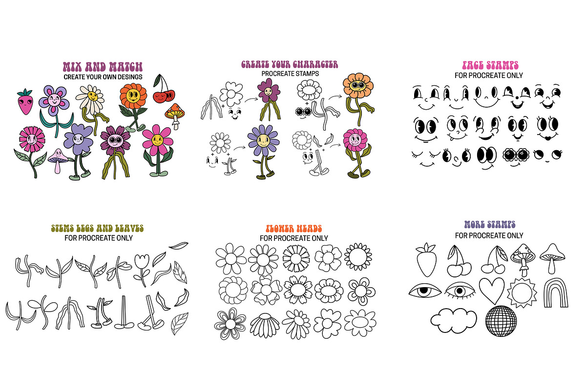Retro Procreate Bundle Stamps Brush, a Brush Add-On by Brush Lab (Photo 7 of 9)