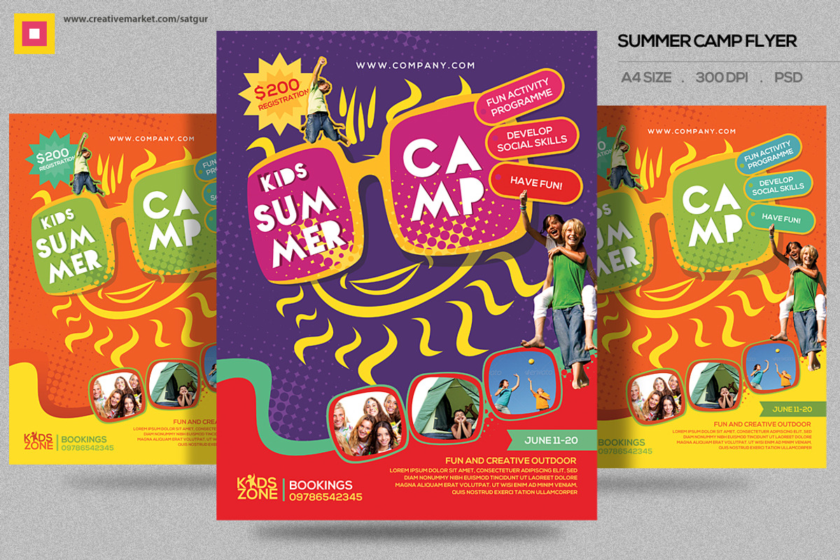Kids Summer Camp Flyer V2, a Flyer Template by Satgur Graphic Design (Photo 2 of 4)