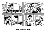 Man is delivering a package by truck, a Person Illustration by Vectorlina (Thumbnail 1 of 3)