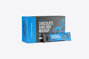 Chocolate Bar & Box Mockup