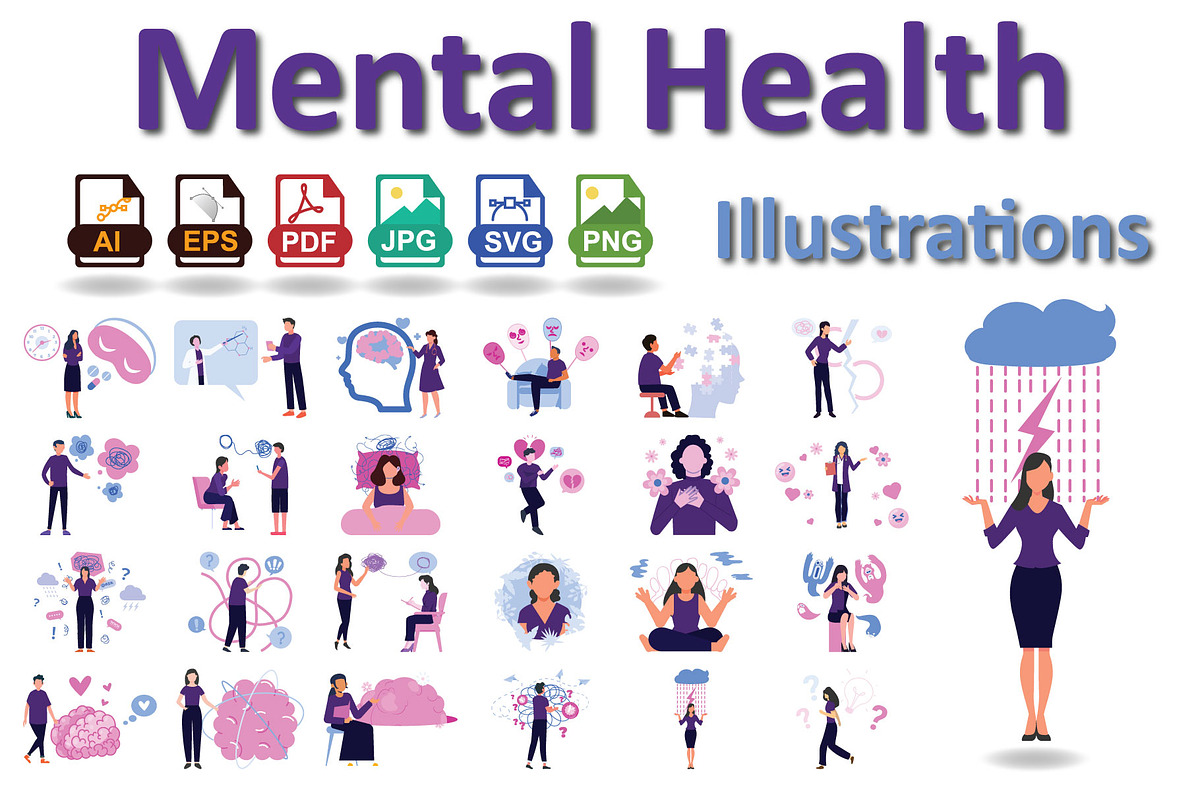 Mental Health Digital Illustrations, an Illustration by Vector Portal (Photo 1 of 6)