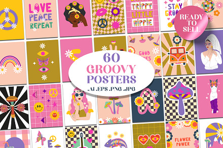 Retro groovy posters - wall art