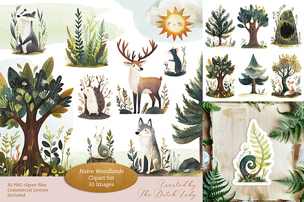 The Naive Woodlands Clipart Set