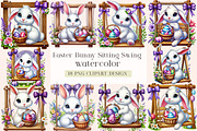 Easter Bunny Sitting Swing Clipart, an Illustration by DreamArtGraphic (Thumbnail 1 of 4)