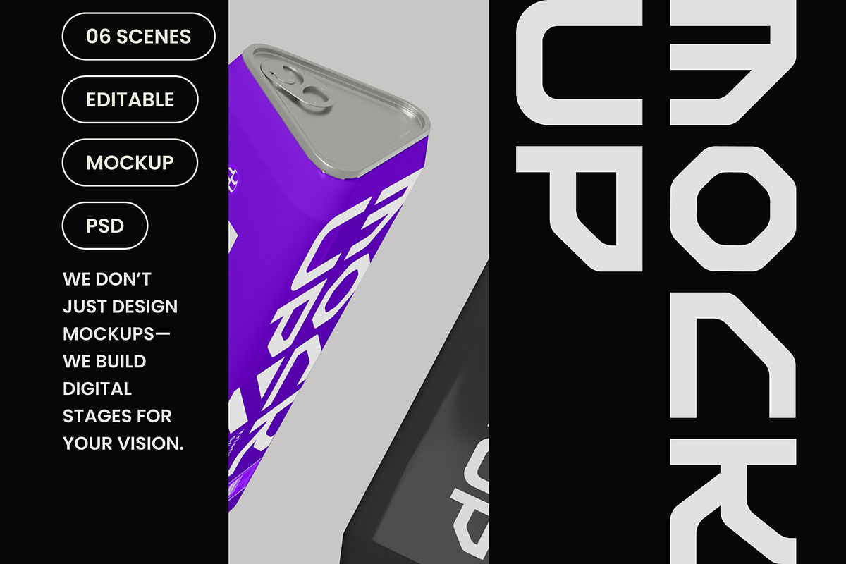 Triangular Soda Can Mockup, a Mockup by hiddemaru (Photo 4 of 4)